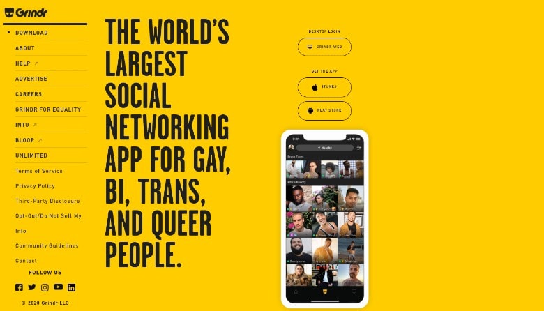 Grindr约会应用程序主页