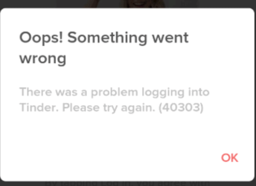 尝试登录 Tinder 时出现错误