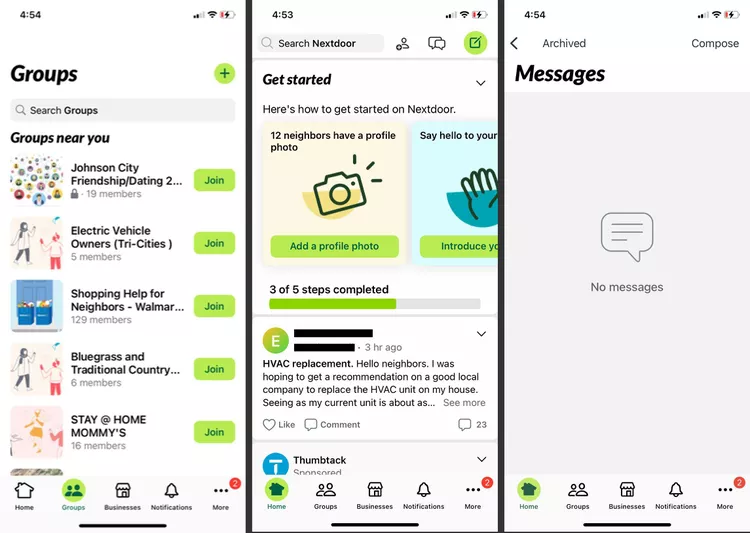 iOS 上的 Nextdoor 应用程序。